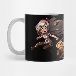 Chibi Girl and Her Cat (no background) Mug